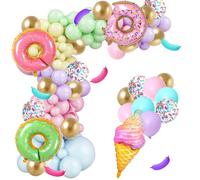 GGTTNRT Pastel Balloon Garland Party Decorations Donut Ice Cream Balloons Macaroon Confetti Balloons Garland Birthday Decoration For Women Girls Wedding Baby Shower Summer (Donut Balloon Set)