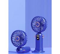 GGTU Portable Handheld Fan with 2000mAh, 12H Battery Life Personal Desk Fan, 5 Speeds Ultra-Quiet Small Fan with Digital Display, Ideal for Travel Commute Outdoors - Lanyard Included(azure)