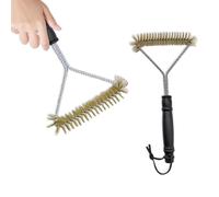 GGUFAY 12 inch/30.5 cm Grill Brush with Brass Bristles, Triangular, 360° Cleaning Made of Premium Stainless Steel, with Non-Slip Comfort Handle, Grill Accessories for Grill Grate, Gas Grill, Charcoal