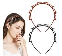 GGUFAY - 2 Headbands with Clips - Black and Brown - Multifunctional for Sports, Make-up, Leisure and Everyday Use - Ideal for Frontal Hair and Princesses - Hairstyles