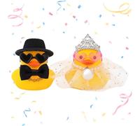GGUFAY 2 Pieces Squeaky Duck for Weddings, Bride and Groom, Rubber Duck, Mini Couple Duck for Ceremony, Gift, Souvenir, Marriage Blessing, Elegant Wedding Gifts for Newlyweds
