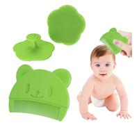GGUFAY Milk Scab Comb, Milk Scab Baby Removal, Soft Silicone Head Gneiss Removal Baby, Milk Scab and Baby Comb, Suitable for Newborn Baby (2 Pieces, Green)