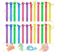 GGUFAY Pack of 24 Mini Soap Bubbles with Handles Sea Animals in 6 Different Colours, Fillers for Children, Ideal for Birthdays, Gifts and Party Gifts, No Liquids