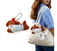 GGUFAY Plush Dog Keyring with Apple Decoration, Cartoon Style, Can Be Hung on Belt or Backpack