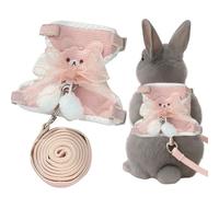 GGUFAY Rabbit Lead, Adjustable Rabbit Accessory, 120 cm Soft Rabbit Lead, Rabbit Accessories with Elastic Lead, Cat Lead with Harness for Small Animals, Rabbits, Cats, Outdoor Walking (B)