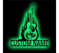 GGUIUIC Custom Guitar Metal Wall Art with Led Lights Personalized Guitar Neon Sign with Name for Guitar Lovers Music Fans Men Women Music Teacher Guitar Player Gifts,Guitar Metal Sign-10