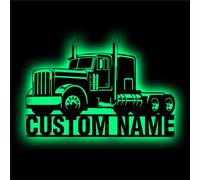 GGUIUIC Custom Metal Trucker Name Sign with Led Light Personalize Heavy Duty Truck Metal Wall Art Big Truck Sign Light Birthday Christmas Decor Gifts,Heavy Duty Trucker,Heavy Duty Truck Metal Sign
