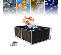 Gguwug 3x1x0.6m KOI Aquarium Tank Above Ground Fish Pond, Foldable Canvas Fish Pool Pond with Clear Viewing Panel, Outdoor/Indoor No Dig Turtle Goldfish Pond with 304SS Frame and Drain Valve