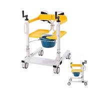 Gguwug Height Adjustable Toilet Shower Chair Transfer Wheelchair Patient Lift Wheeled Commode 4-in-1 Shower Commode Wheelchair, Detachable Bucket Waterproof Materials for Elder, Disabled People