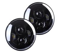 Ggwqfuh Headlamp Assembly For Niva 4X4 For Rover For Defender 90/110 2pc Black 80W H4 Front Led Lights Car 7 Inch Round Headlights Assembly Headlights(B 2pcs Headlight)