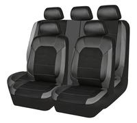 Ggwqoops 9-pcs/Set Universal PU Leather Car Seat Cover Cushion Front Rear Seats Full Protection Seat Pad For 5-Seater Cars Trucks Car Seat Covers(Black Gray)