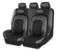 Ggwqoops 9 Pieces/set Car Seat Cover Leather Breathable Fabric Universal Pu Leather Seat Cushion Front And Rear Seat Full Protect Car Seat Covers(Black gray)