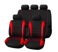 Ggwqoops Auto Parts Car Seat Cover Polyester Fabric 2/4/9 Piece Set Four Season Universal Front/Rear Car Seat Cushion Car Seat Covers(5 seat red)