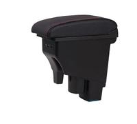 Ggwqoops Car Armrests For Fit For Jazz 2002-2003 2004 2005 2006 2007 For Arm Rest Rotatable Hatchback Center Centre Console Storage Box Armrest Armrest Box(Black red line)