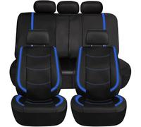 Ggwqoops Car Seat Covers Artificial Leather With Bright PVC Sheet With 3 Zipper Accessories Interior Seat Cushion Protector Car Seat Covers(Blue 5 Seat)
