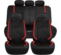 Ggwqoops Car Seat Covers Artificial Leather With Bright PVC Sheet With 3 Zipper Accessories Interior Seat Cushion Protector Car Seat Covers(Red 5 Seat)
