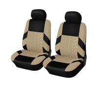 Ggwqoops Car Seat Covers Full Set Universal Fit Most Cars Covers With Tire Track Detail Styling Car Seat Covers(Beige 2 pieces)
