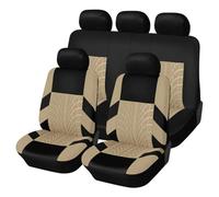 Ggwqoops Car Seat Covers Set Universal Fit Most Cars Covers With Tire Track Detail Styling Car Seat Protector Car Seat Covers(Beige full set)