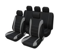 Ggwqoops Car Seat Covers Universal Polyester Seat Cover Set Fit Most SUVs Vans Plain Fabric Bicolor Stylish Seat Protector Car Seat Covers(Gray full set2)