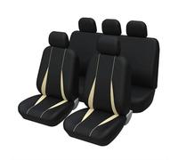 Ggwqoops Car Seat Covers Universal Polyester Seat Cover Set Fit Most SUVs Vans Plain Fabric Bicolor Stylish Seat Protector Car Seat Covers(Beige full set1)