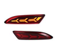 Ggwqoops Rear Reflector Bumper Light For Focus 3 Sedan 2011-2014 Hatchback Function Tail Brake Sequential Blink Turn Signal 2PCS Car LED Rear Bumper Light(Red Lens)