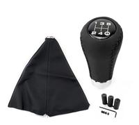 Ggwqoops Shift Lever Knob Universal Car Gear Shift Knob Gear Stick + Boot Set 5/6 Speed Manual Shifter Lever Black Red Line Stitche PU Leather Car Gear Stick Knob(5 Speed Black Line)