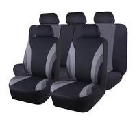 Ggwqoops Sports Style Full Set Polyester Fabric Car Seat Covers Car Seat Protector Universal Fit Most Cars SUVs Car Seat Covers(Black gray)