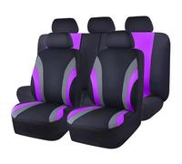 Ggwqoops Sports Style Full Set Polyester Fabric Car Seat Covers Car Seat Protector Universal Fit Most Cars SUVs Car Seat Covers(Black purple)