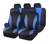 Ggwqoops Sports Style Full Set Polyester Fabric Car Seat Covers Car Seat Protector Universal Fit Most Cars SUVs Car Seat Covers(Black blue)