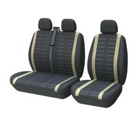 Ggwqoops Universal 3D Stripe Seat Covers Fits Most Vans Trucks 2+1 For Single Driver And Passenger Seat Cover Car Seat Covers(Beige)