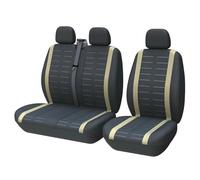 Ggwqoops Universal 3D Stripe Seat Covers Fits Most Vans Trucks 2+1 For Single Driver And Passenger Seat Cover Car Seat Covers(Beige)
