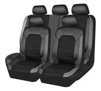 Ggwqoops Universal Artificial Leather PU PVC 5-seat Car Circular Arc Sandwich Stitching Half Leather Seat Chair Cover Car Seat Covers(Black Grey)