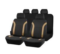 Ggwqoops Universal Breathable Car Seat Covers Air Mesh Fabric Splicing With Polyester Fabric Fit For Most Suv Accessories Interior Car Seat Covers(Beige 5 seat)
