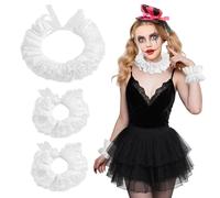 GGXDH Clown Collar Costume Accessories Set - Vintage Lace Ruffled Collar and Cuffs, Draculaura Costume Accessories for Women, Elastic Neck Ruffle Collar for Halloween Lolita Party Supplies