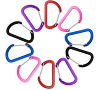 GGXZHT 10PCS Aluminum D Ring Carabiners Clips - Spring Loaded Gate Small Keychain Carabiner Clip Set - Outdoor Camping Mini Lock Snap Hooks Spring Link Key Chain Durable.(5 Colors)