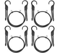 GGXZHT 4 Pack Bungee Cords with Hooks Black bungee cords,Heavy Duty Adjustable Straps with Buckle Hooks for Car,Bike Rack,Tent, Tarpaulin,Luggage,Travel