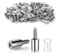 GGXZHT Shelf Support Pegs 60pcs, Shelf Pins with Rubber Protective Sleeve Self, 7mm Metal Shelf Supports Tapping Screws for Kitchen Cupboards Furniture.