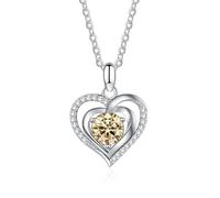GGYTMQL 1.0 ct moissanite pendant necklace sterling silver heart necklace mother's day anniversary birthday for women