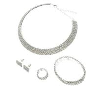 GGYTMQL 1 Set Bridal Rhinestone Jewelry Elegant Necklace Earrings Ring Bracelet for Weddings Proms Parties Durable with Charming Design present for Women Special Occasions