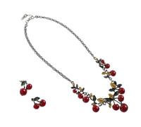GGYTMQL 1 Set Cherry Jewelry for Women Elegant Cherry Earrings Necklace for Weddings Parties and Special Occasions Delicate Design Workmanship for Enhanced Visual Appeal