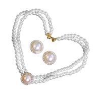 GGYTMQL 1 Set Elegant Imitation Pearl Necklace and Earring for Women Vintage Style Choker Jewelry for Weddings and Special Occasions for Her Birthdays and Valentine Day