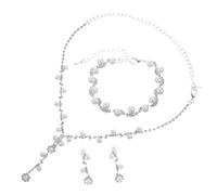 GGYTMQL 1 Set Elegant Rhinestone Necklace Earrings Bracelet for Women Lightweight Design Comfortable Wear for Weddings Parties Charming Accessories for Brides Bridesmaids