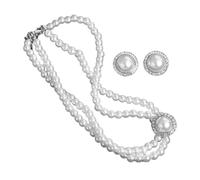 GGYTMQL 1 Set Faux Pearl Necklace and Earring for Women Vintage Inspired Clavicle Jewelry Elegant Imitation Pearls Neckwear for Weddings Parties and Special Occasions