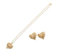 GGYTMQL 1 Set Luxurious Geometric Heart Earrings and Necklace Set Stainless Steel Jewelry for Weddings Parties and Everyday Wear Unique Valentine's Day present for Women