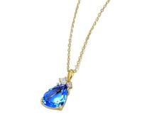 GGYTMQL 10 * 10mm Crystal Pendant Necklace for Women Style Blue Green Yellow Colorful amethyste Citrine Gifts Jewelry