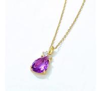 GGYTMQL 10 * 10mm Crystal Pendant Necklace for Women Style Blue Green Yellow Colorful amethyste Citrine Gifts Jewelry