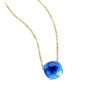 GGYTMQL 10 * 10mm Crystal Pendant Necklace for Women Style Blue Green Yellow Colorful amethyste Citrine Gifts Jewelry