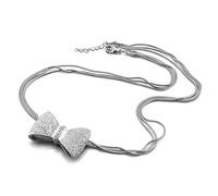 GGYTMQL 100% 925 Sterling Silver Bow Pendant Necklace Multilayer Snake Chain Woman Choker Jewelry