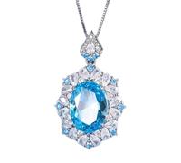 GGYTMQL 13 * 18mm emerald aquamarine sapphire pendant necklace for women gemstone jewelry gift accessories Made in China