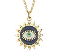 GGYTMQL 14K Gold Filled Evil Eye Necklace for Men and Women, Heart Necklace with Evil Blue Eye and Sun, Cute Collar with Dog Pendant, Long, Lucky Eye, Colorful Necklace with